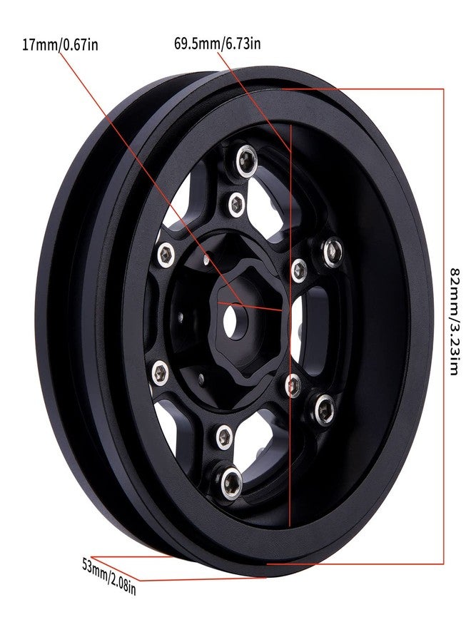 DJX 4PCS 2.9 Beadlock Wheel Rim Set for 1/6 RC Crawler Car Axial SCX6 JLU Wrangler (Black) - Image 5